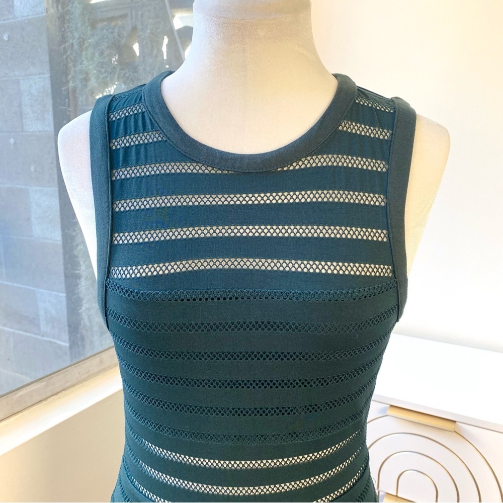 Urban Outfitters Silence + Noise Teal Mesh Stripe Bodycon Dress, M - Picture 3 of 8
